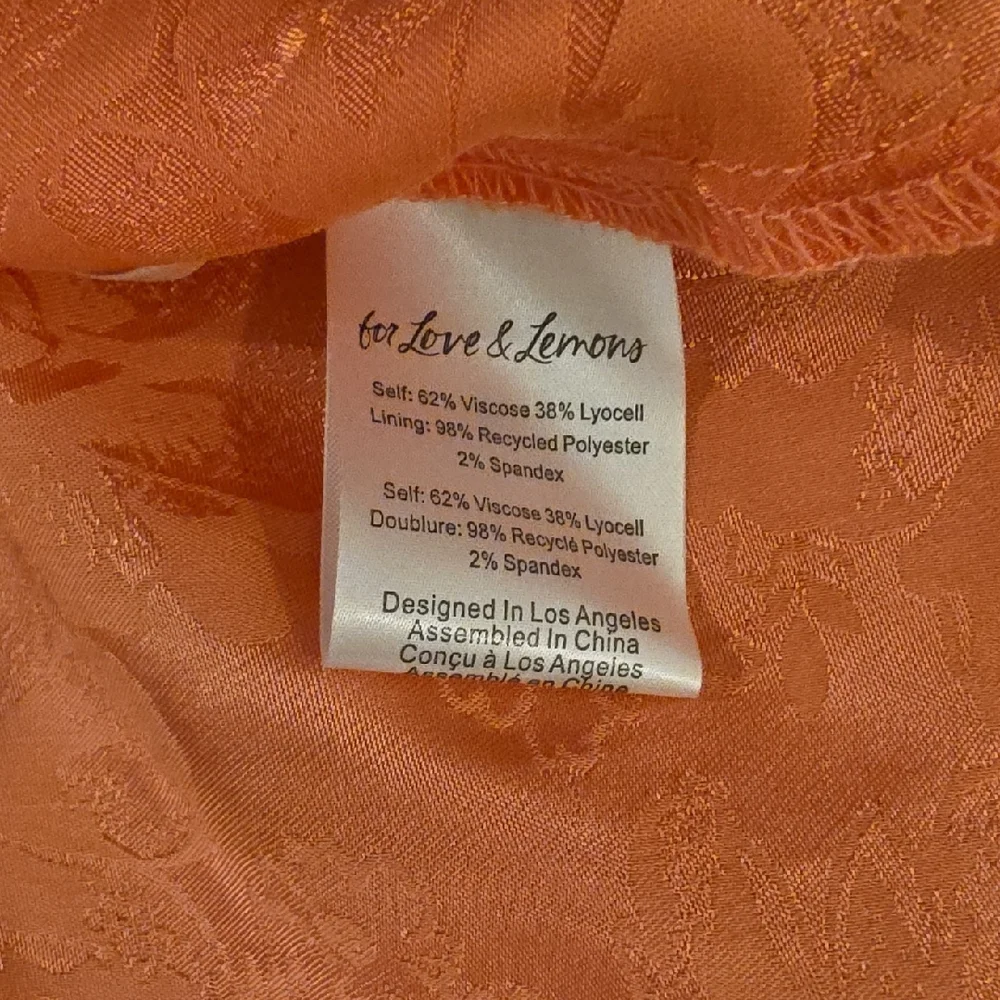 For Love And Lemons Tangerine color silky satiny mini Dress size S new with tags - Picture 3 of 7